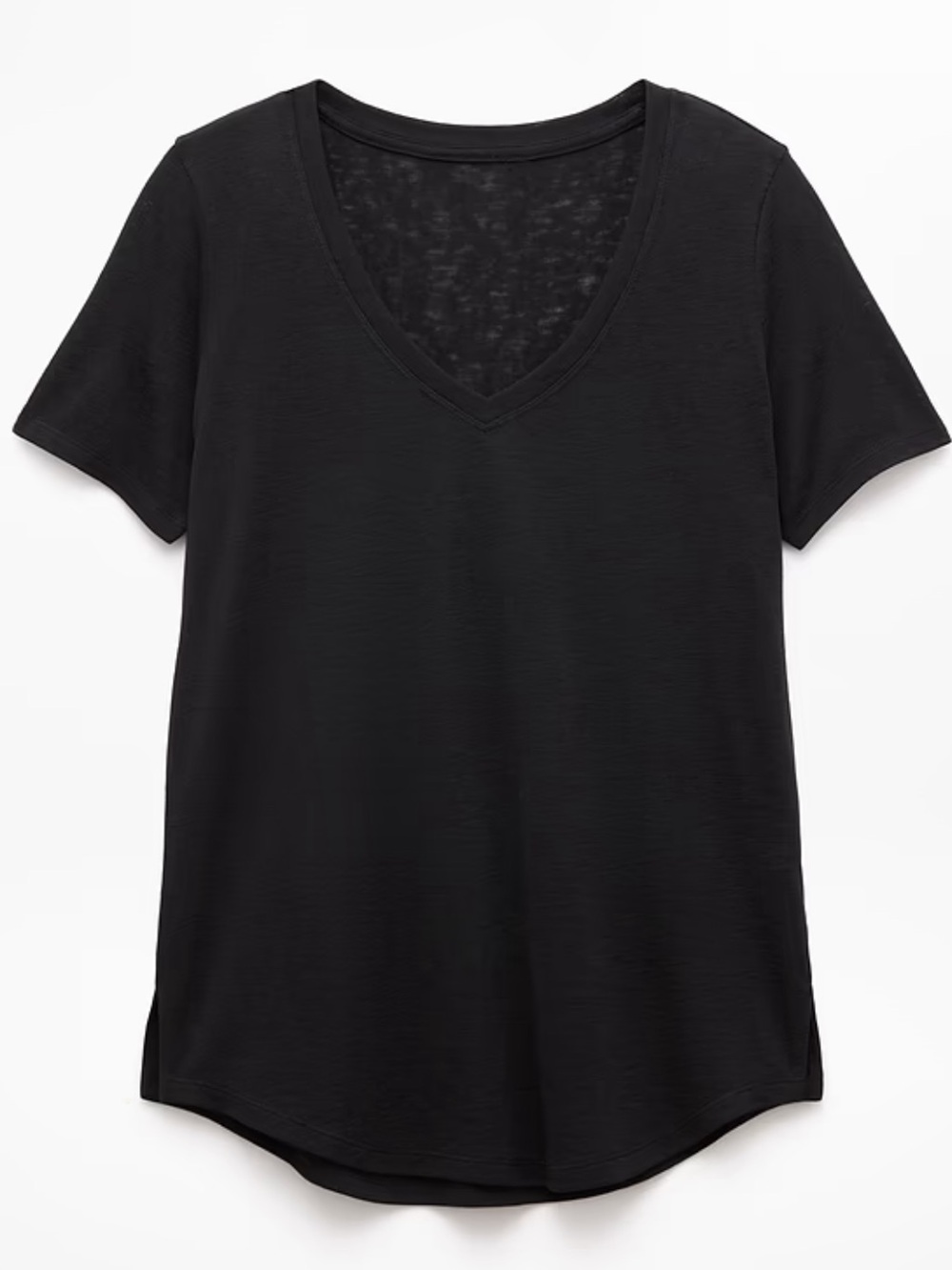 Athleta New with Tags BREEZY SCOOP V-NECK TEE Black Large